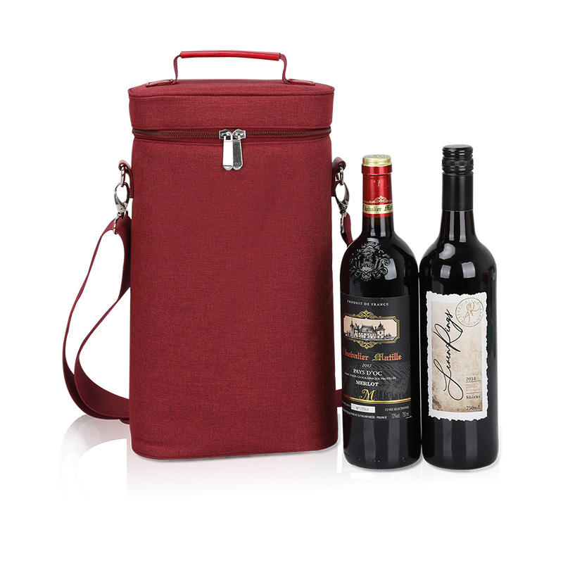 Bolsa de transporte de 2 botellas de vino, bolsa de mano aislada para champán, bolsa impermeable para enfriador de vino de picnic