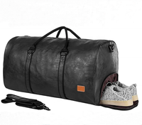 bolsa de viaje de cuero resistente al agua con compartimento para zapatos bolsa de lona de gimnasio de fin de semana con asa grande para hombres
