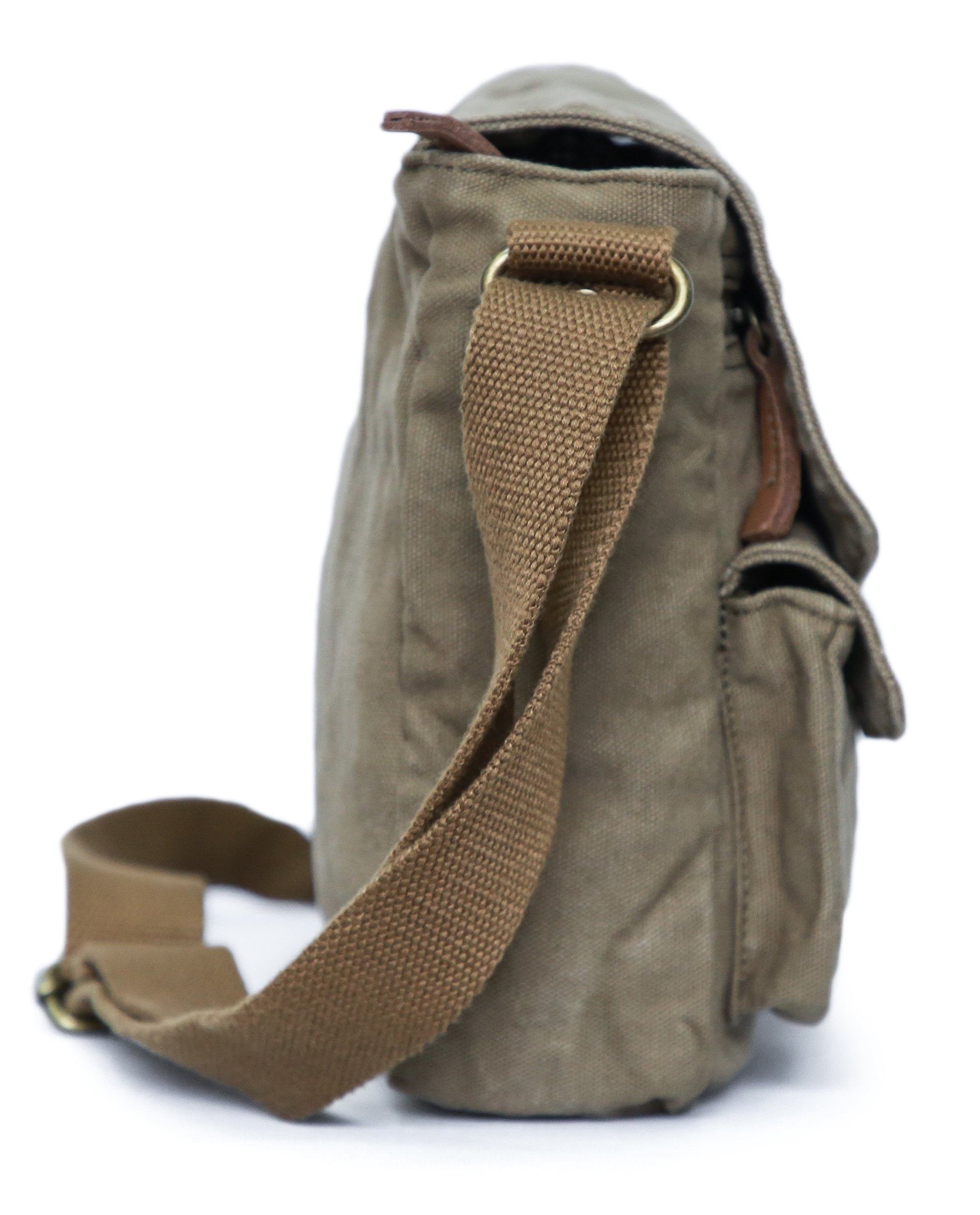 Bolso bandolera de lona con logotipo personalizado, correa para el hombro, cremallera, senderismo, almohadilla de 9,7 pulgadas, bolsas de mensajero para hombre