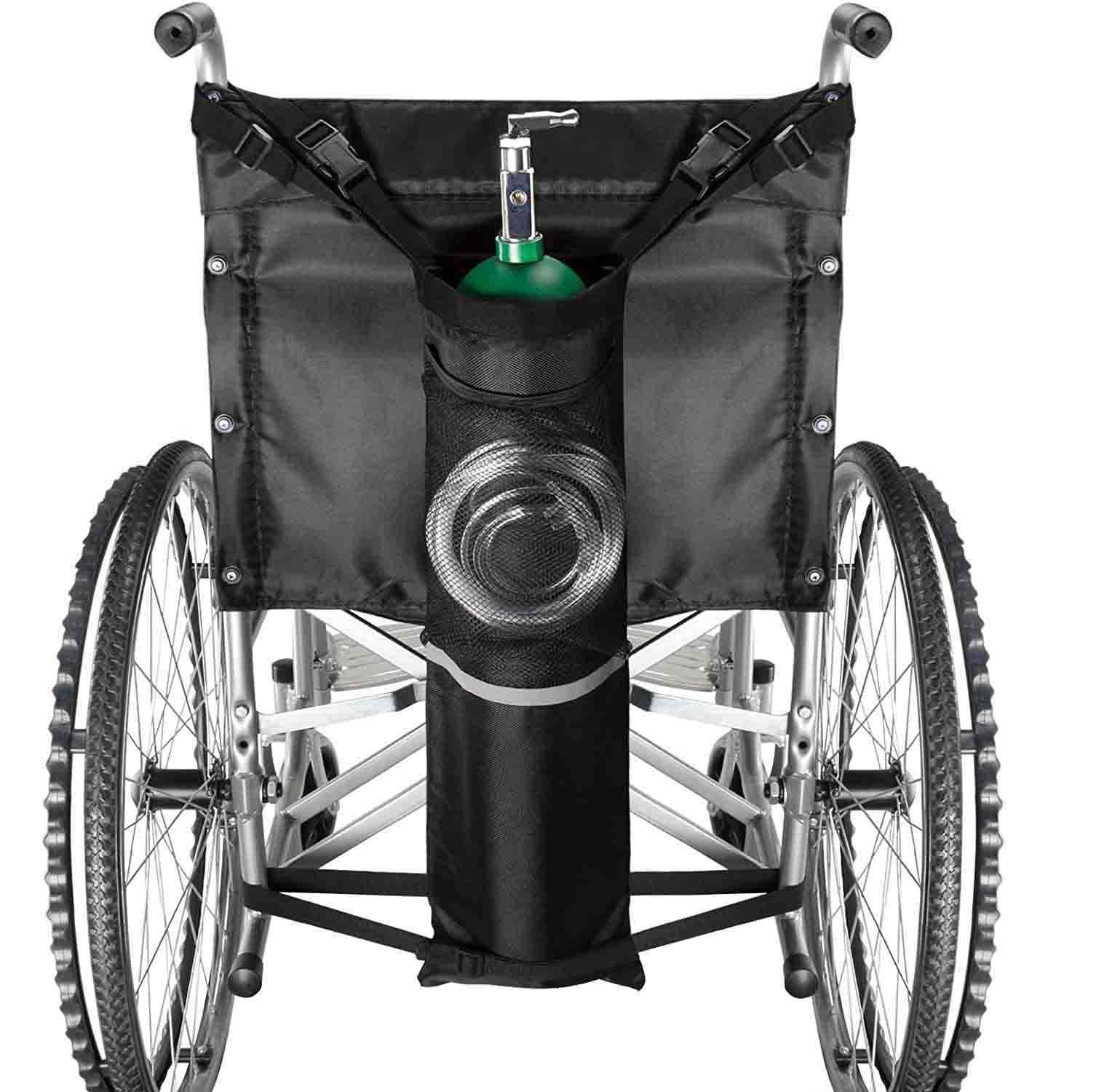 Soporte de tanque de oxígeno a prueba de agua para bolsa de transporte de cilindro de silla de ruedas conveniente bolsa organizadora de soporte de cilindro de oxígeno médico