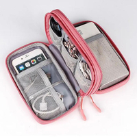 Bolsa de almacenamiento de cable de viaje suave de doble capa bolsa organizadora de viaje impermeable para discos duros teléfono powerbank y unidad flash usb