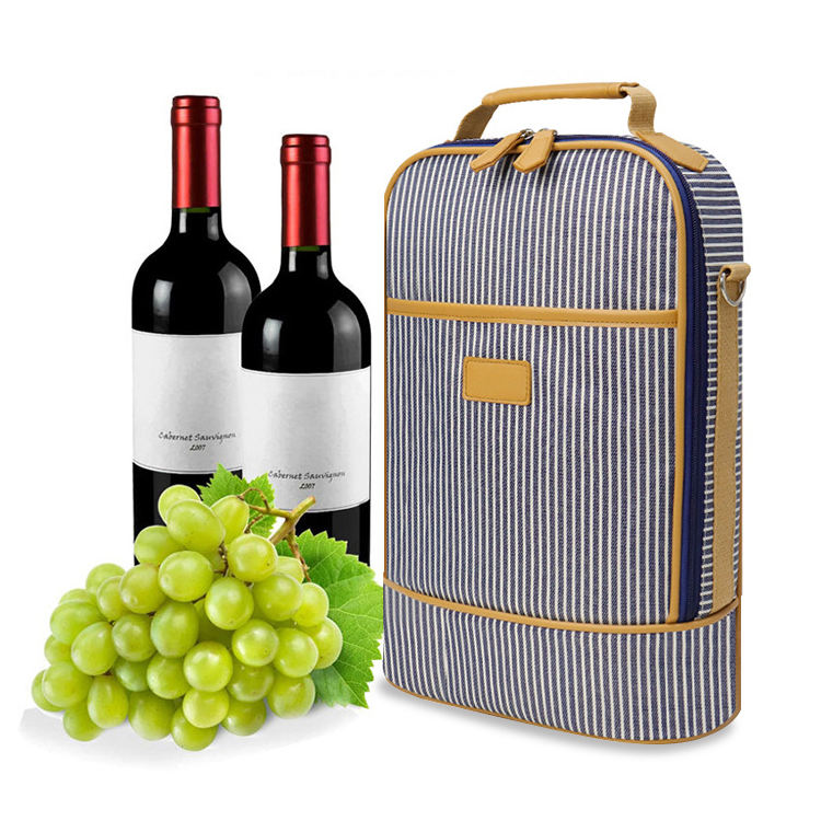 Botella de vino Tote Cooler Bag Picnic Wine Carrier Holder Hielo aislado Cooler Bag con logotipo personalizado