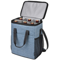 Bolso grande azul del refrigerador del vino de la comida campestre del hombro con el sostenedor de la botella para los hombres y las mujeres