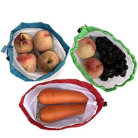 Bolsa de productos de malla lavable para lavandería RPET, ecológica, reutilizable, para almacenar alimentos, frutas y verduras