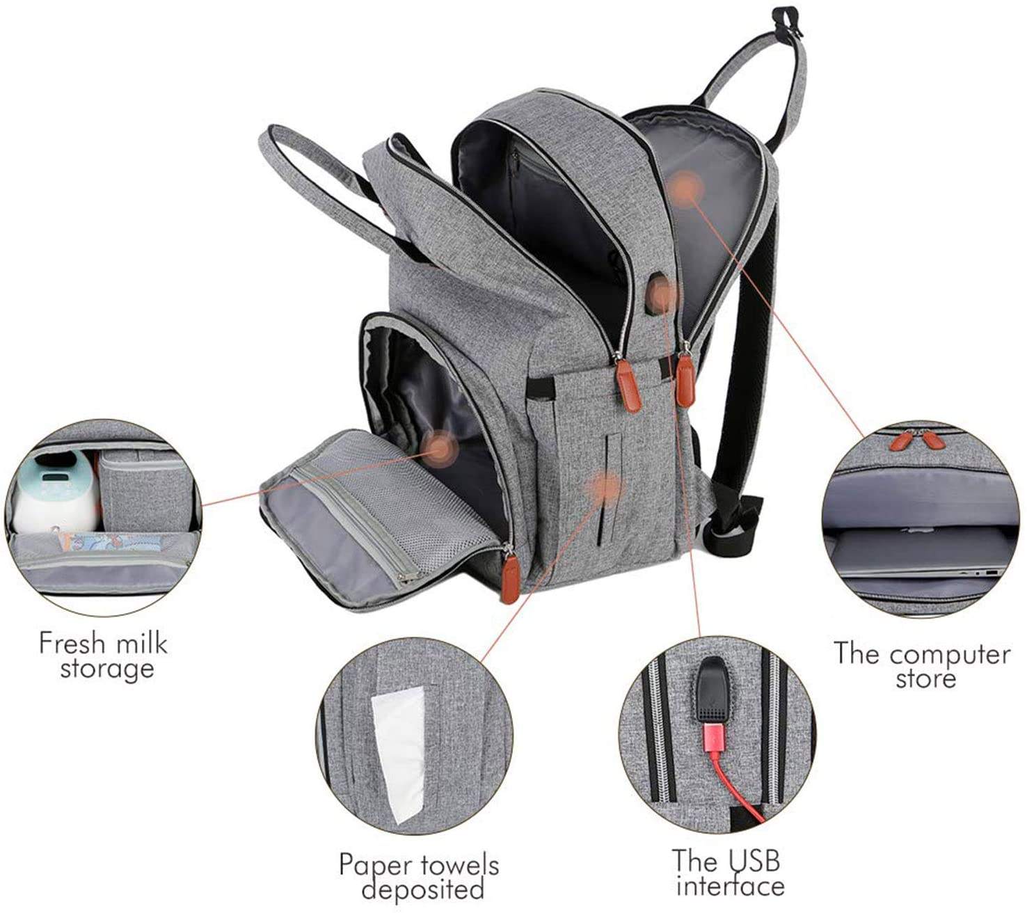 Bolsa y mochila convertible para extractor de leche con funda para computadora portátil para madres trabajadoras