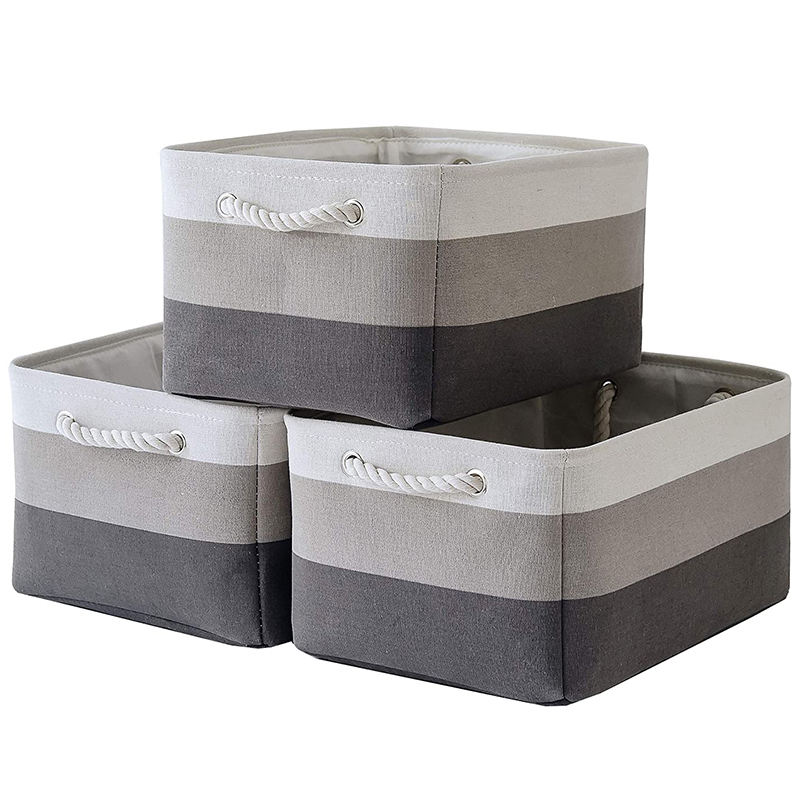 Cestas de almacenamiento de tela plegables personalizadas con asas de cuerda organizador de almacenamiento de cubo resistente plegable