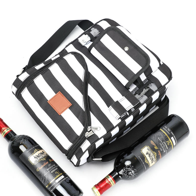 Bolsa de enfriador de vino personalizada BSCI, 4 botellas, nueva bolsa de vino cruzada de hombro para picnic al aire libre