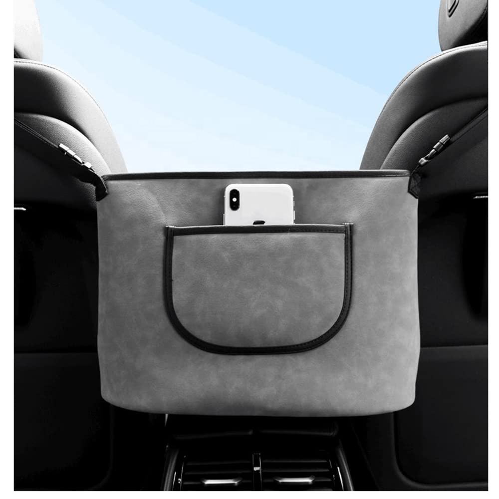 Organizador colgante de cuero multifuncional para asiento trasero de coche, almacenamiento plegable, bolsa organizadora para maletero de coche