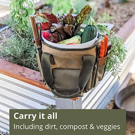 Bolsa de herramientas de jardín personalizada de nuevo diseño, bolsa de mano perfecta para jardín y organizador de cubo para jardineros apasionados