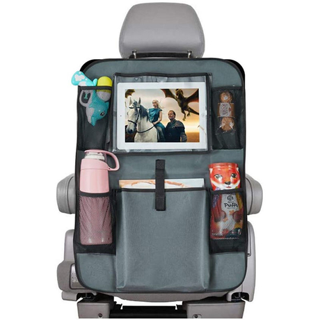 Organizador de asiento trasero para coche para niños, cubierta de alfombrillas, Protector de asiento de coche con pantalla táctil, soporte para Ipad, bolsillos de almacenamiento, viaje en vehículo