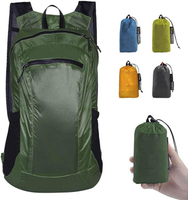 Precio de fábrica, venta al por mayor, mochila plegable verde, impermeable, mochila plegable de alta calidad para ir de excursión y acampar